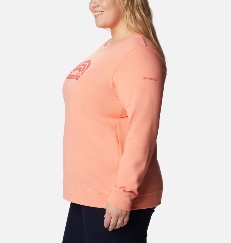 Women's Columbia Trek Graphic Crew Sweatshirts Coral | Plus Size CA-B50C3